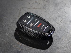 Alfa Romeo Stelvio Key Fob Cover  - Carbon Fiber - Black w/ QV Logo